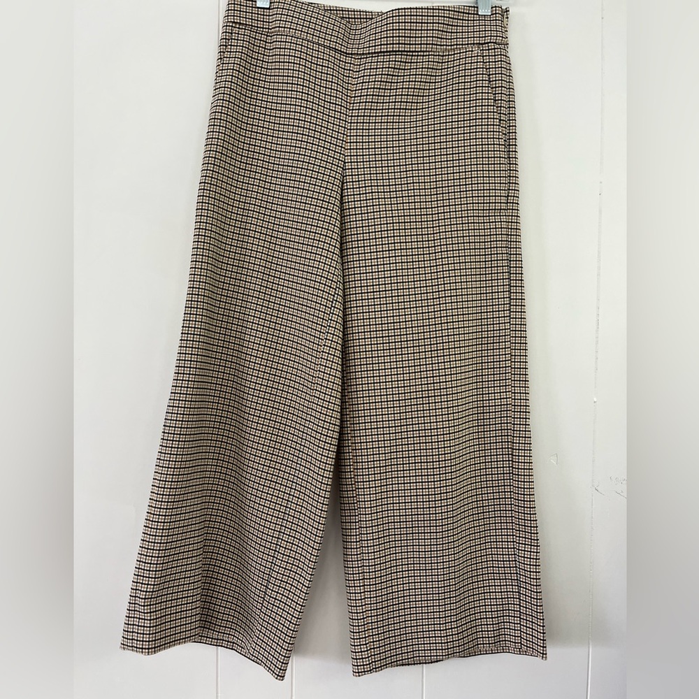 Ann Taylor LOFT Yellow Checkered Plaid Wide Leg Ankle Pants Size 0